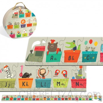 Puzzle v škatli za klobuke - Velikanski abecedni vlak