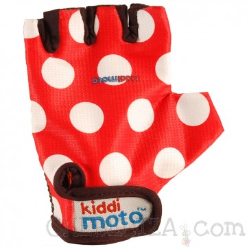 Otroške kolesarske rokavice - rdeče z belimi pikami